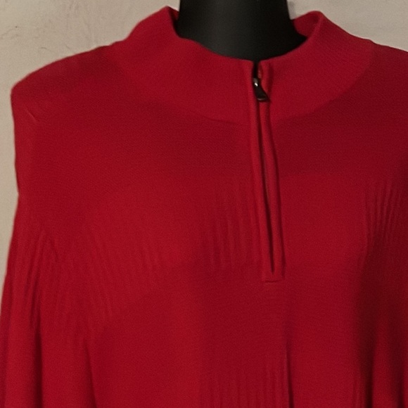Vintage 1970 XL Chaps red long sleeve mock collar 1/4 zip pullover sweater - Picture 3 of 15